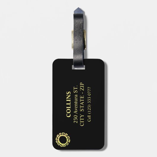 Ipanema Machu Picchu Peru Zeichnend auf Schwarz Gepäckanhänger (Rückseite vertikal)