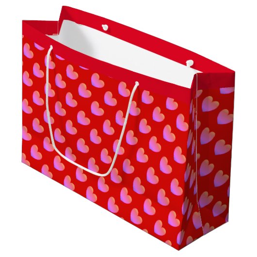 Ipanema Pink Hearts Große Geschenktüte (Vorderseite Schrägansicht)