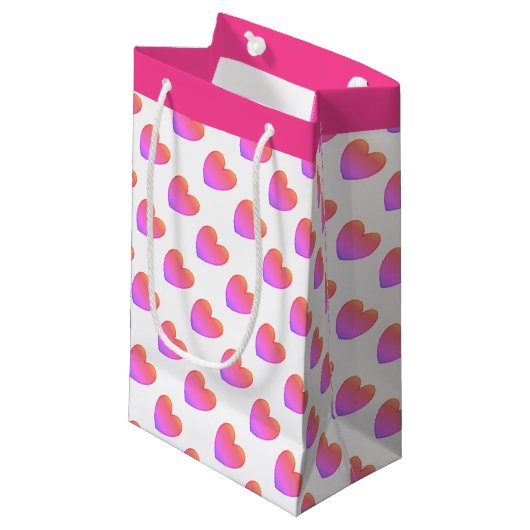 Ipanema Pink Hearts Kleine Geschenktüte (Vorderseite Schrägansicht)
