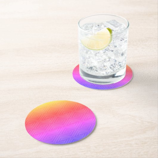 Ipanema Rainbow Hypnotic Diamond Modern Pop Art Runder Pappuntersetzer (Vor Ort)