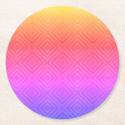 Ipanema Rainbow Hypnotic Diamond Modern Pop Art Runder Pappuntersetzer (Vorderseite)