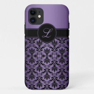 iPhone5 lila und schwarzes Damast-Monogramm iPhone 11 Hülle