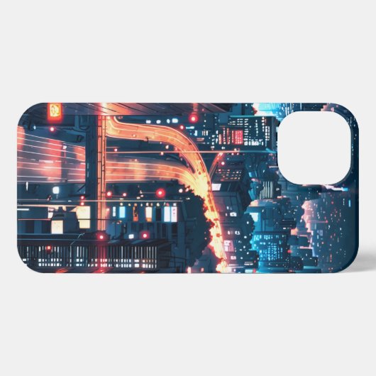 iPhone 11-15 Anime Case: "Cityscape Sunset." iPhone Hülle (Rückseite (Horizontal))