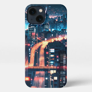 iPhone 11-15 Anime Case: "Cityscape Sunset." iPhone 13 Hülle