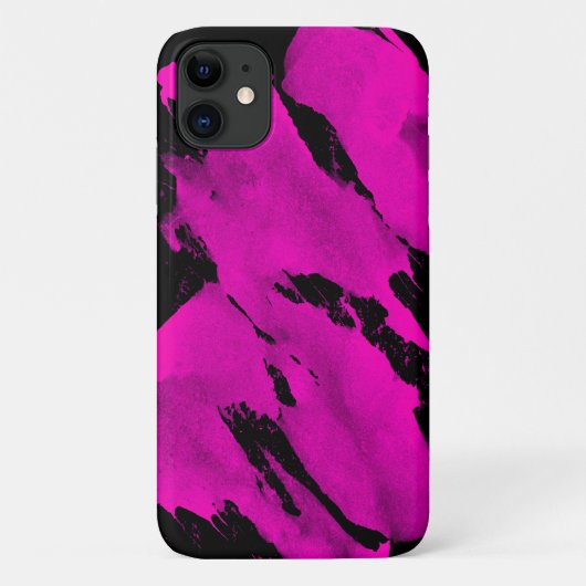 iPhone 11 Case Brushy Black & Pink (Rückseite)