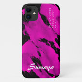 iPhone 11 Case Brushy Black & Pink | Anpassbar (Rückseite)