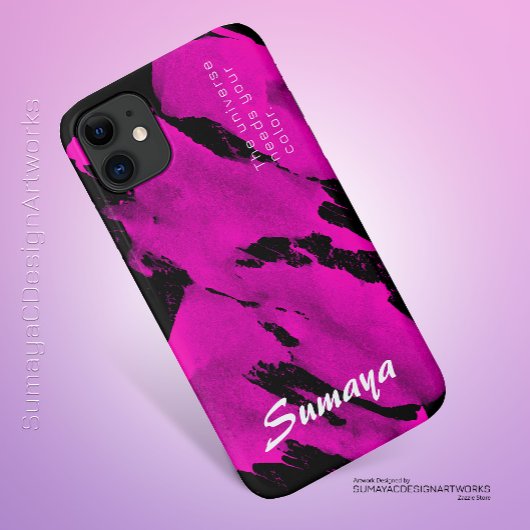 iPhone 11 Case Brushy Black & Pink | Anpassbar