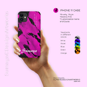iPhone 11 Hülle Brushy Black & Pink Anpassbar