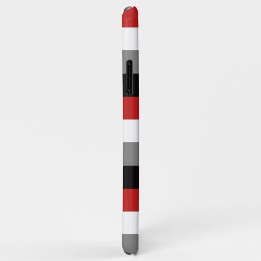 iPhone 11 Hülle | Streifen | Rot, Grau, Schwarz (Hinten/Rechts)