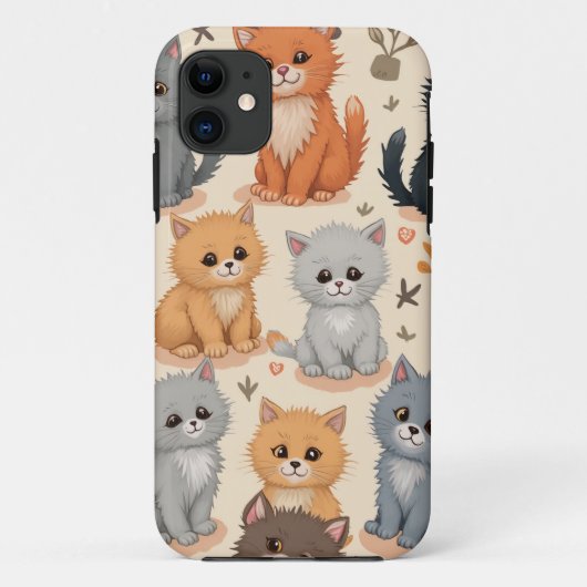 iPhone 11 Hüllen Niedliches Kittenmuster (Rückseite)