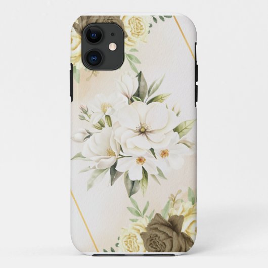 iPhone 11 Hüllen Wasserfarben-Blumen (Rückseite)