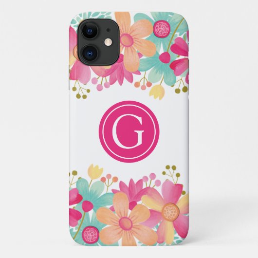 iPhone 11 Personalisierter Fall Gouache Floral Case-Mate iPhone Hülle (Rückseite)