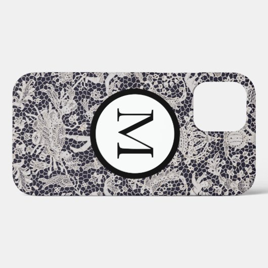 iPhone 12 FALL ANTIQUE LACE PATTERN CUSTOM INITIAL Case-Mate iPhone Hülle (Rückseite (Horizontal))