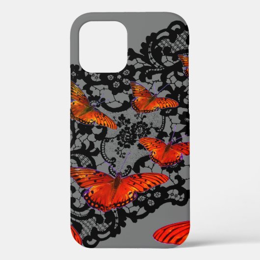 iPhone 12 ORANGE SCHALTFLIES ANTIQUE SCHWARZE FLÄC Case-Mate iPhone Hülle (Rückseite)