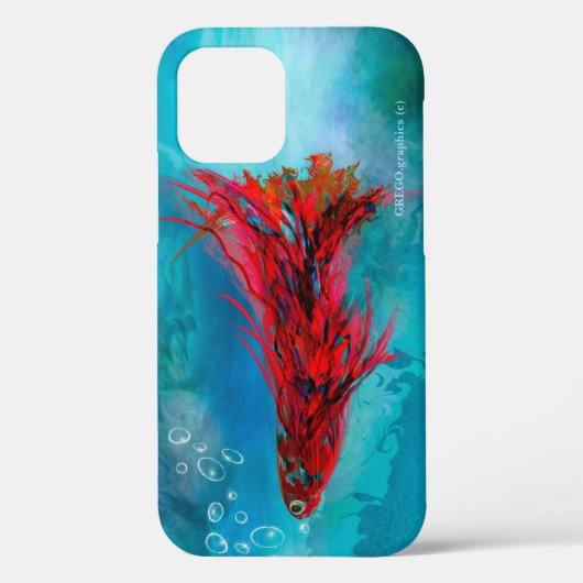 iPhone 12 Pro - ein Fall eines Red Feathered Fish Case-Mate iPhone Hülle (Rückseite)