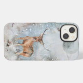 iPhone 13 Hülle mit gemaltem Hirsch & Planet (Rückseite (Horizontal))