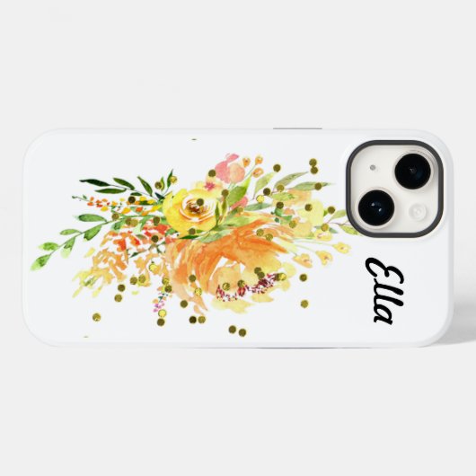 iPhone 14 Case Tough with Yellow Flowers (Rückseite (Horizontal))