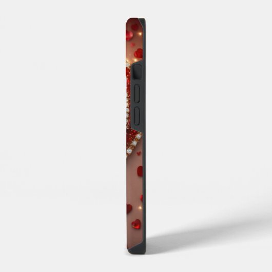 iPhone 14 Grosses Gehäuse, glänzend mit Herz-Liebe iPhone Hülle (Linke Seite)