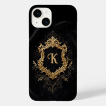 iPhone 14-Hülle • Monogramm Eleganter Goldrahmen
