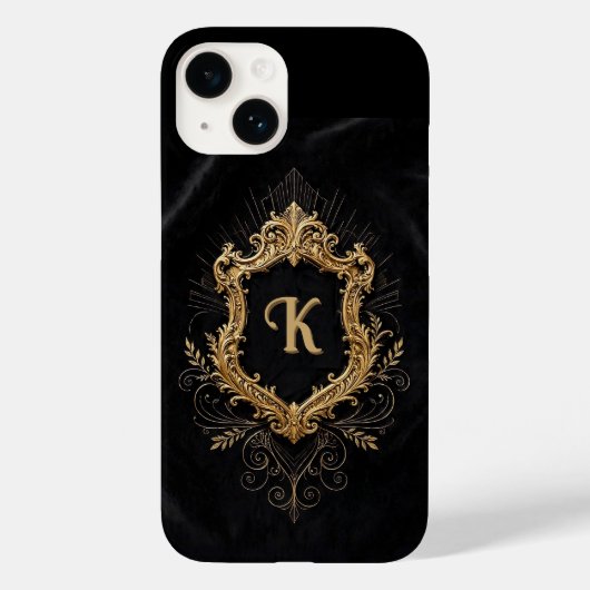iPhone 14-Hülle • Monogramm Eleganter Goldrahmen Case-Mate iPhone Hülle (Rückseite)