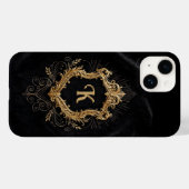 iPhone 14-Hülle • Monogramm Eleganter Goldrahmen Case-Mate iPhone Hülle (Rückseite (Horizontal))