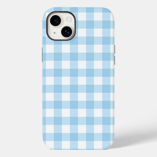 iPhone 14 Plus Tough Phone Case Gingham blau (Rückseite)
