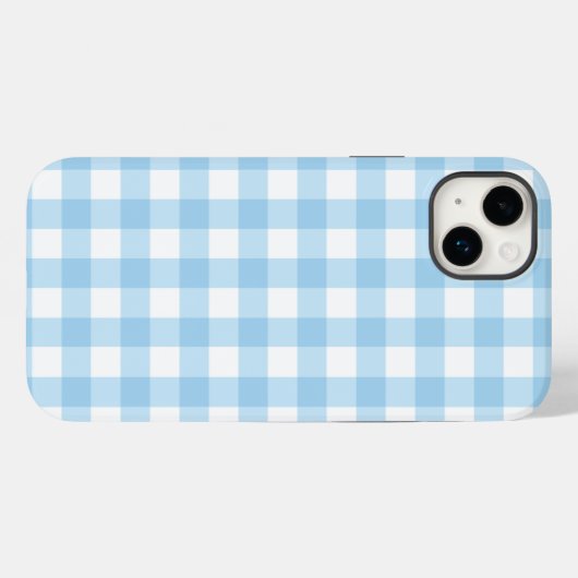 iPhone 14 Plus Tough Phone Case Gingham blau (Rückseite (Horizontal))