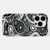iPhone 14 Pro Case für Schwarz und Weiß Paisley (Rückseite (Horizontal))