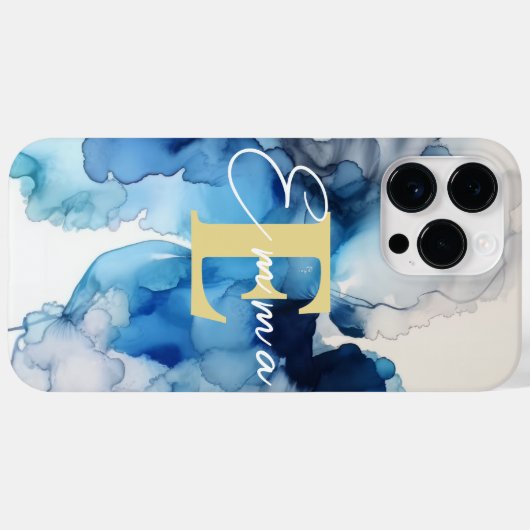 iPhone 14 Pro Max Case w Blue & White Alkohol Tint (Rückseite (Horizontal))