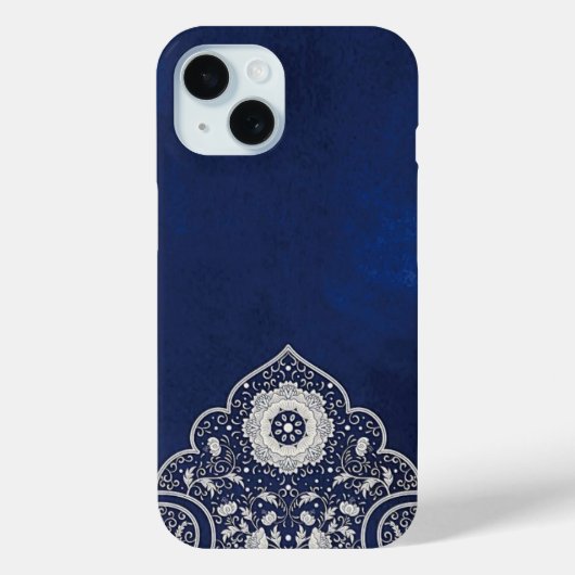 Iphone 15 case Blue elegant Turkish Design (Rückseite)