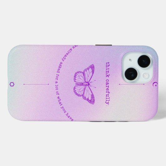 iPhone 15 Case - Reflektives Schmetterlingsdesign  (Rückseite (Horizontal))