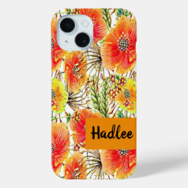 iPhone 15 Fall mit orangefarbenen und gelben Blume Case-Mate iPhone Hülle