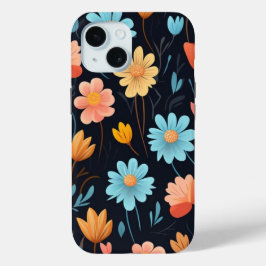 iPhone 15 Handy Fall mit Cartoon Art Blumendesign Case-Mate iPhone Hülle