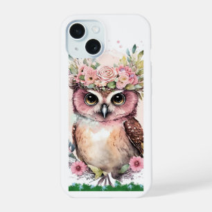 iPhone 15 Hülle mit süßer Eule & Blumen