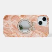 iPhone 15 Hülle Roségold Marmor Personalisierter N (Rückseite (Horizontal))