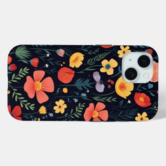 iPhone 15 Phone Case mit Blumendesign (Rückseite (Horizontal))