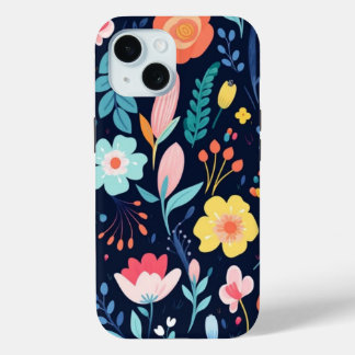 iPhone 15 Phone Case W/Cartoon Art Blumendesign