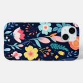 iPhone 15 Phone Case W/Cartoon Art Blumendesign (Rückseite (Horizontal))