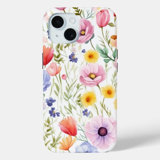 iPhone 15 Telefongehäuse mit Wildblume Blumendesig Case-Mate iPhone Hülle (Rückseite)