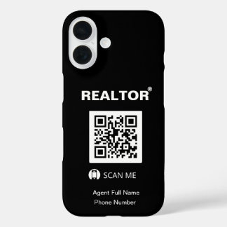 iPhone 16 Black Case - Realtor®+QR Code