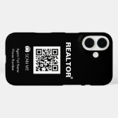 iPhone 16 Black Case - Realtor®+QR Code (Rückseite (Horizontal))