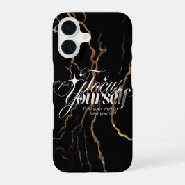 iPhone 16 Black Gold Marble Motivational Case  Hülle
