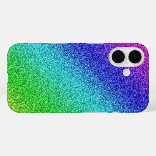 iPhone 16 Hülle Glänzend Regenbogen Glitzer Bunt  (Rückseite (Horizontal))
