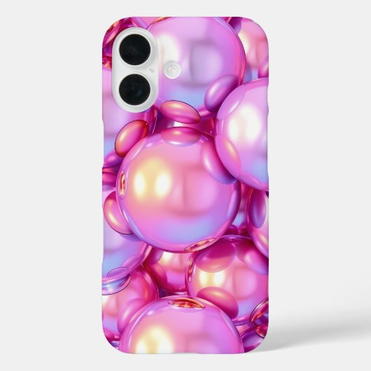 iPhone 16 Irisches Rosa 3D Glänzender Bubble Case (Rückseite)
