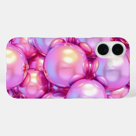 iPhone 16 Irisches Rosa 3D Glänzender Bubble Case (Rückseite (Horizontal))