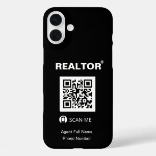 iPhone 16 Plus Black Case - Realtor®+QR Code