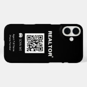 iPhone 16 Plus Black Case - Realtor®+QR Code (Rückseite (Horizontal))
