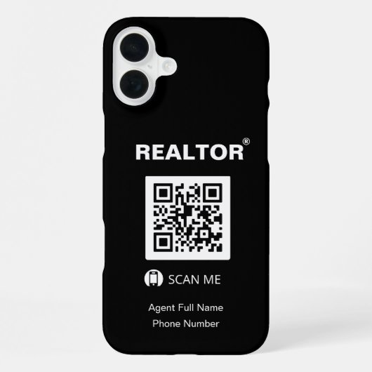 iPhone 16 Plus Black Case - Realtor®+QR Code Hülle (Rückseite)