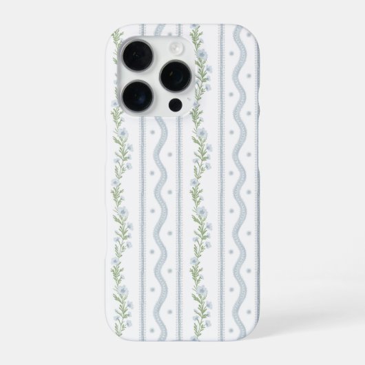 iPhone 16 Pro Case, Preppy Floral Stripe Hülle (Rückseite)