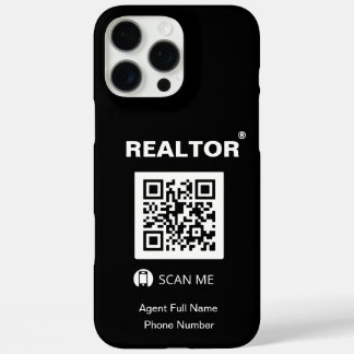 iPhone 16 Pro Max Black Case - Realtor®+QR Code